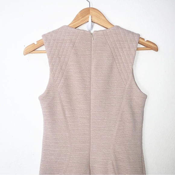 Cut 25 Yigal Azrouel Beige Sheath Dress Sz 4 Colorblock Ruffle Hem - Picture 5 of 6